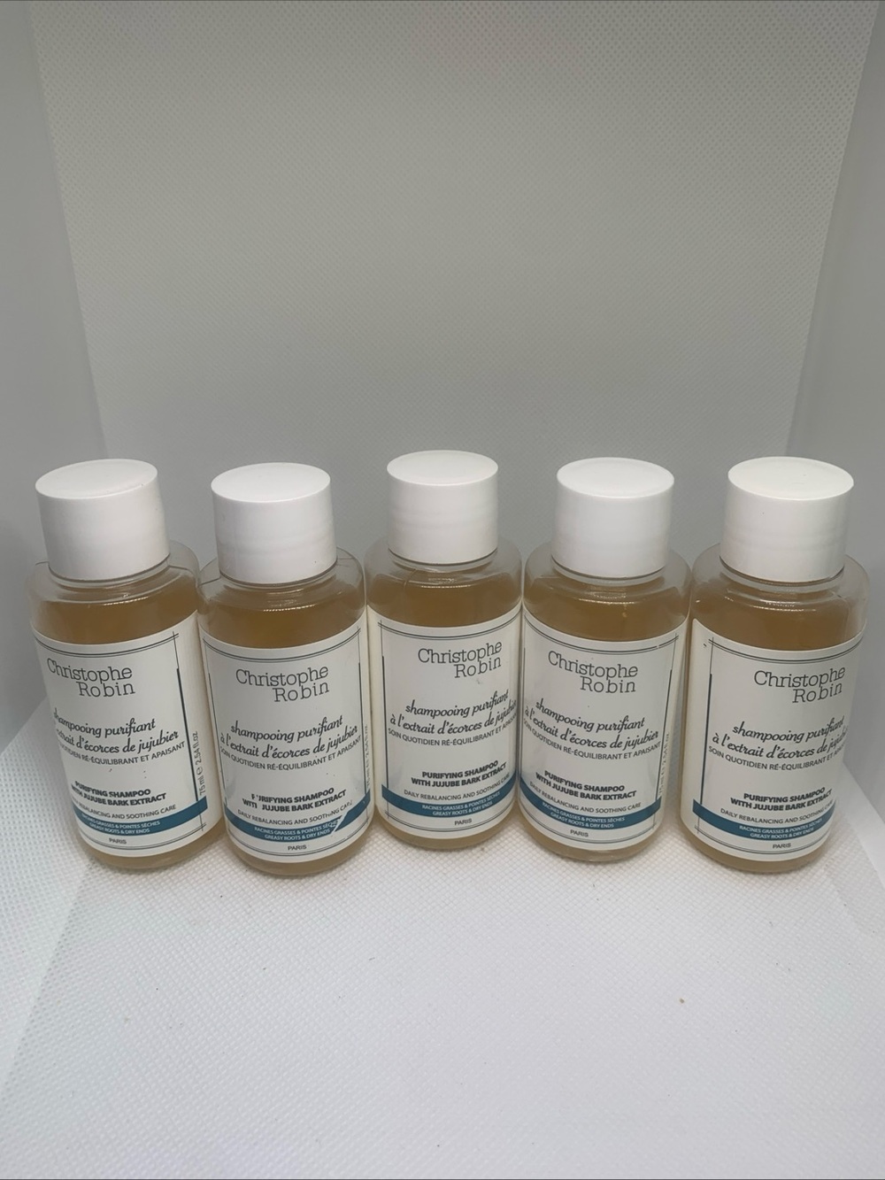 Christophe Robin Purifying Shampoo Travel Size- 2.54 Fl Oz  (Set of 5)